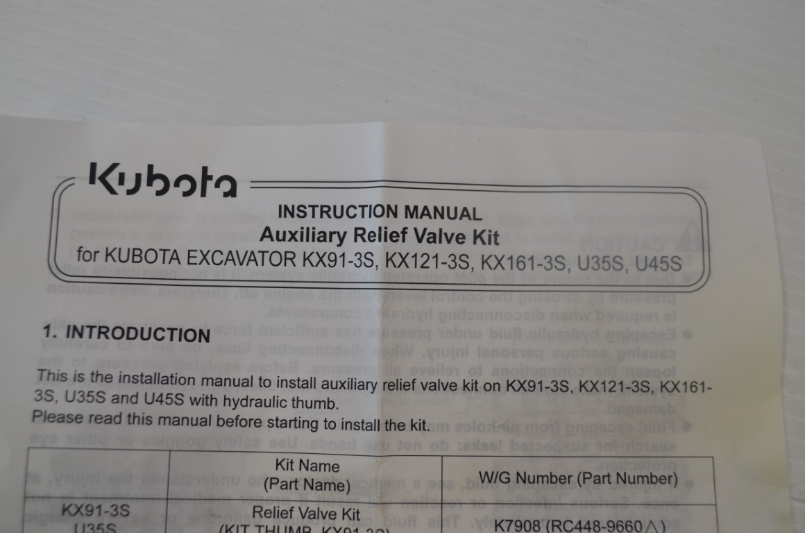 一 pressure relief valve to fitKubota Excavator KX91-3S, KX121-3S, KX161-3S, U35S, U45S, part number K7909 - Image 4