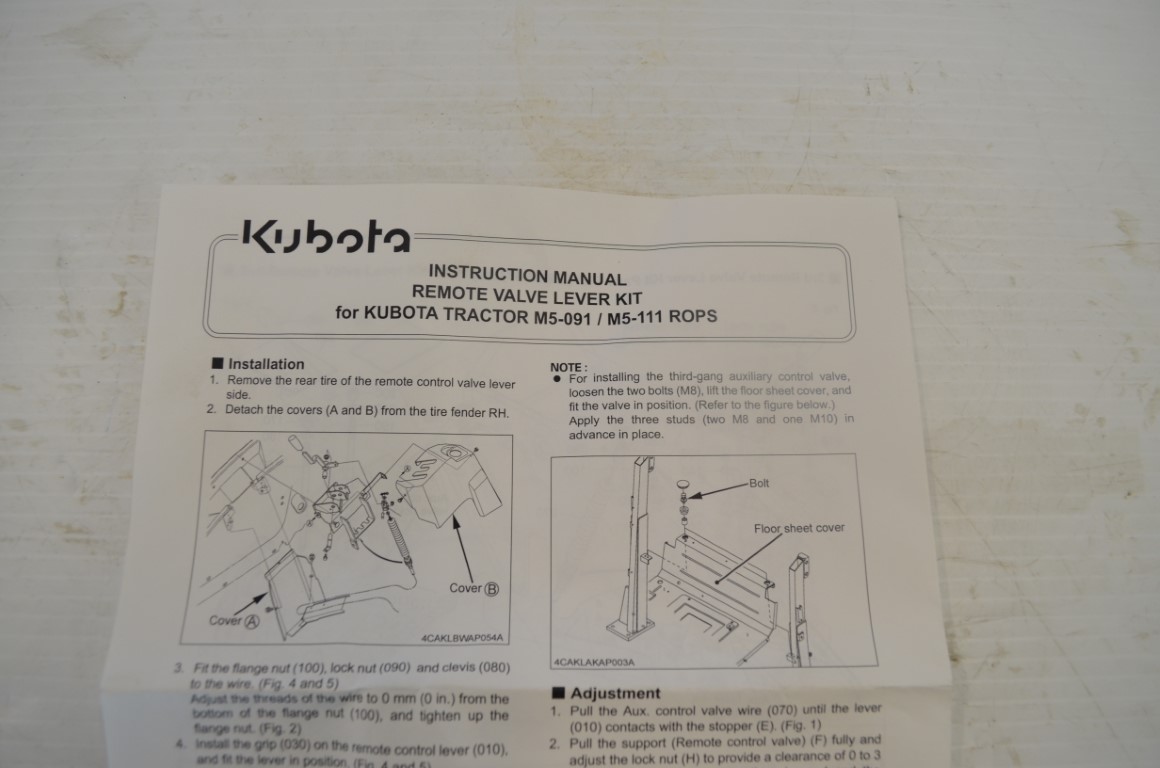 一 Kubota remote valve lever kit to fit M5 series tractor (M5-091 / M5-111), part number M9112 - Image 6