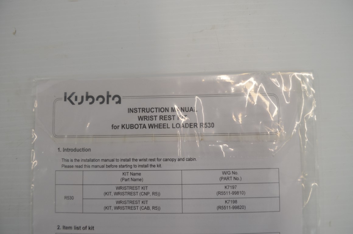 一 Kubota wrist rest kit to fit R530 wheel loader, part number K7197 - Image 11