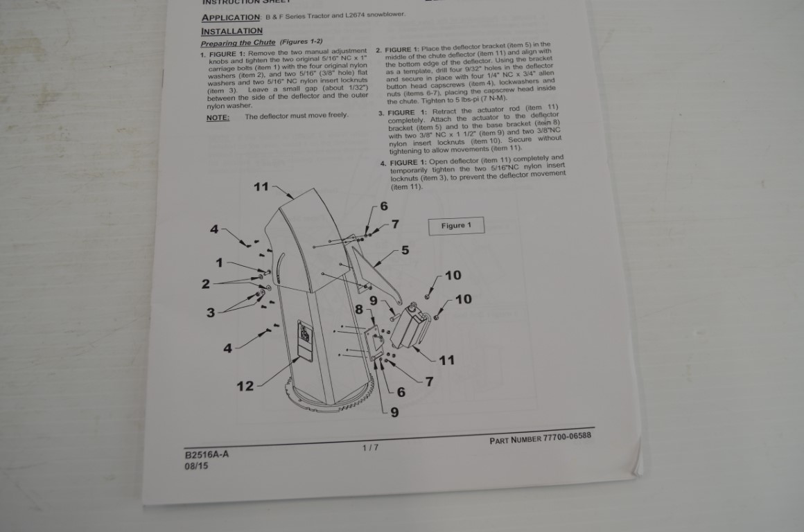 一 electric chute deflector kit, part number B2516A - Image 9