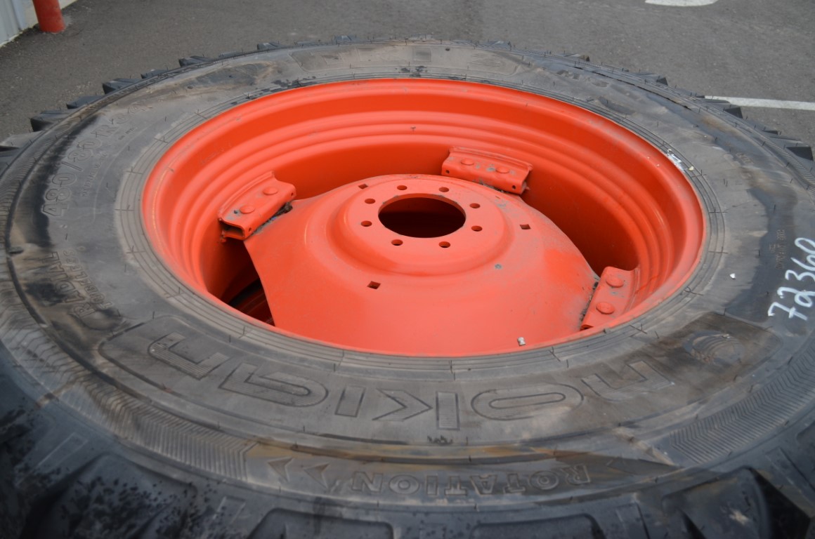 Nokian 2- 480/80R-34 tires on steel 8 bolt rims, 6" pilot, 8" bolt circle, new - Image 5